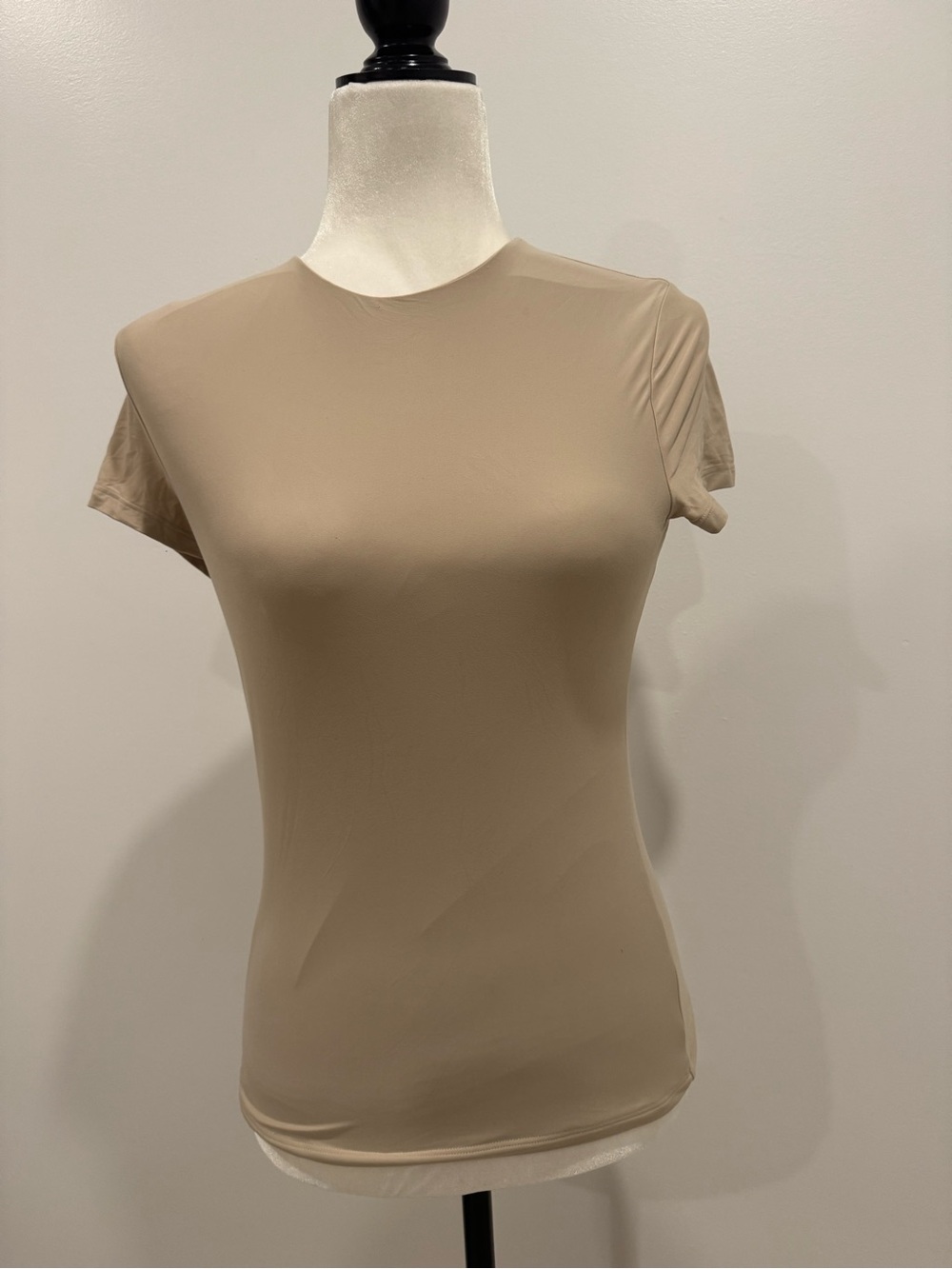 Abercrombie & Fitch Butter Crew Neck Short Sleeve Top - Beige